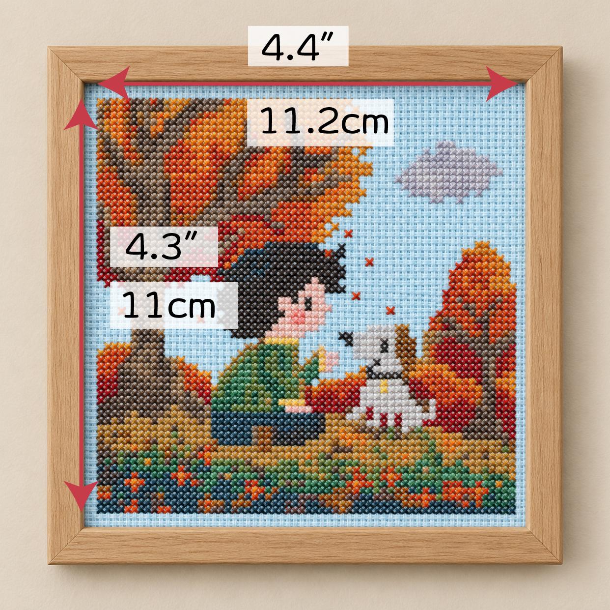 (刺繍キット販売)  紅葉と犬と散歩  クロスステッチ | 5枚目