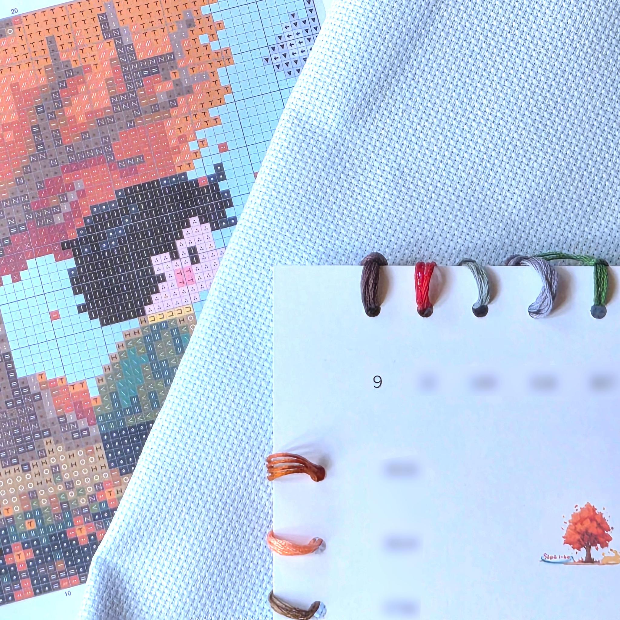 (刺繍キット販売)  紅葉と犬と散歩  クロスステッチ | 7枚目